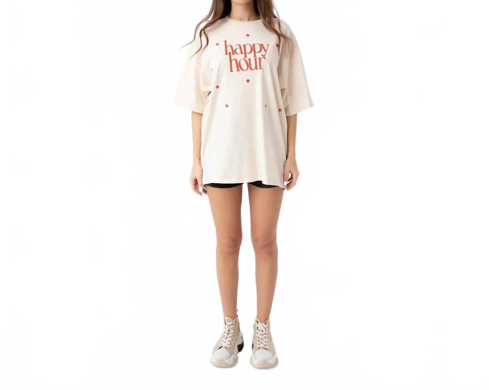 NEW SOULOFMU happy hour oversized t-shirt in cream